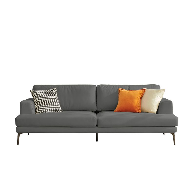 Stain Resistant Faux Leather Sofa Recessed Arm Cushions Settee Couch