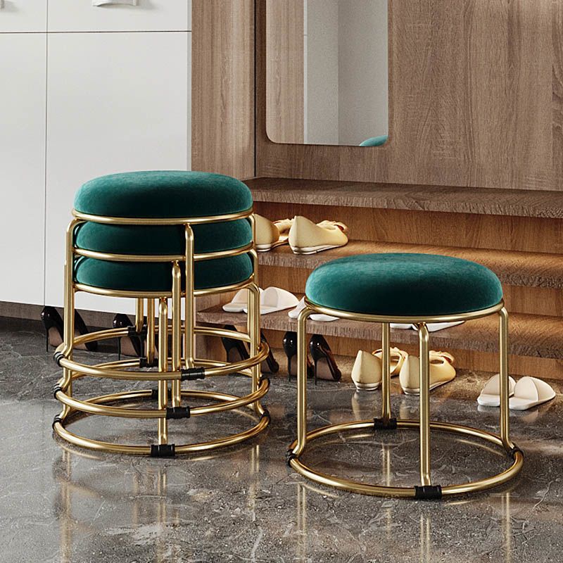 Standard Glam Round Ottoman Velvet Tear Resistant Indoor Pure Color Ottoman