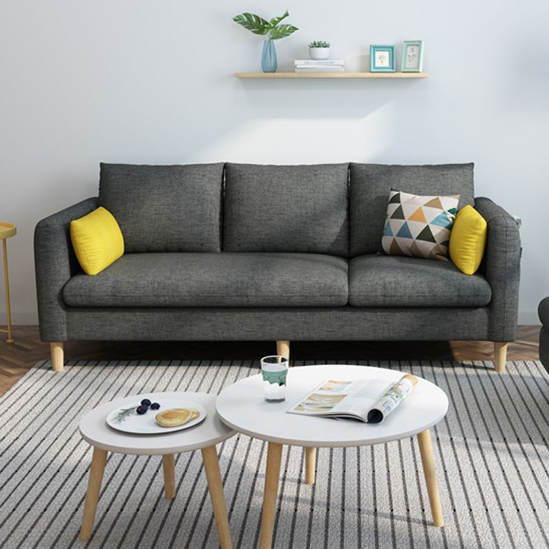 Contemporary Fabric Slipcovered Square Arm Pillows Standard Seating