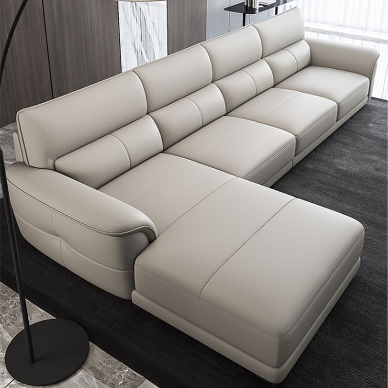 Nordic Style Leather Upholstery Sofa Bed with Inverted Armrest Cushioning