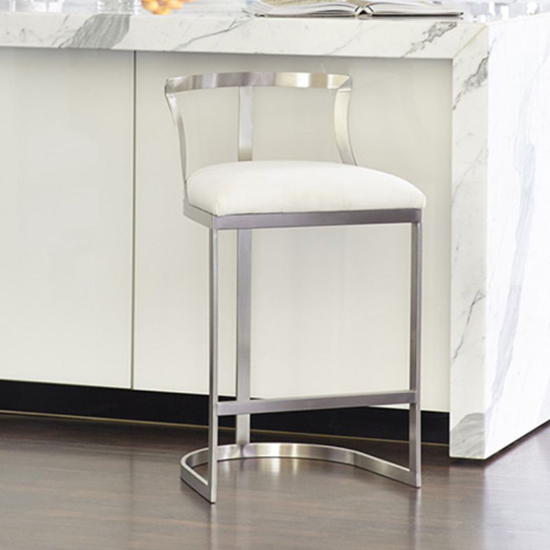 Glam Style Upholstered Counter Height Stool Metal Bar Stool Bar Stool