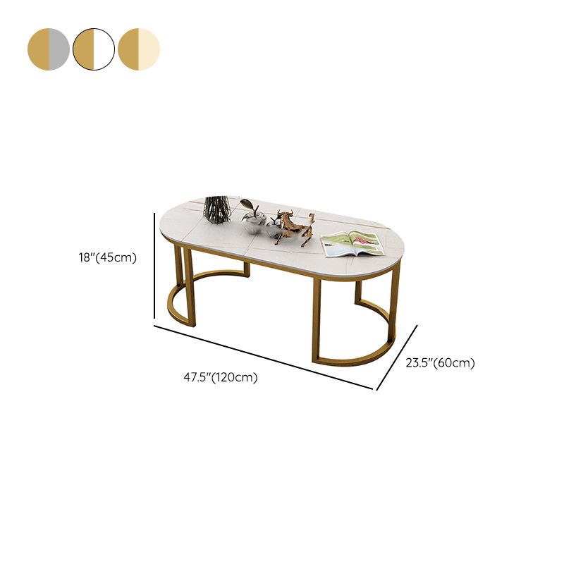 Glam Oval Stone Cocktail Table Standard Single Coffee Cocktail Table