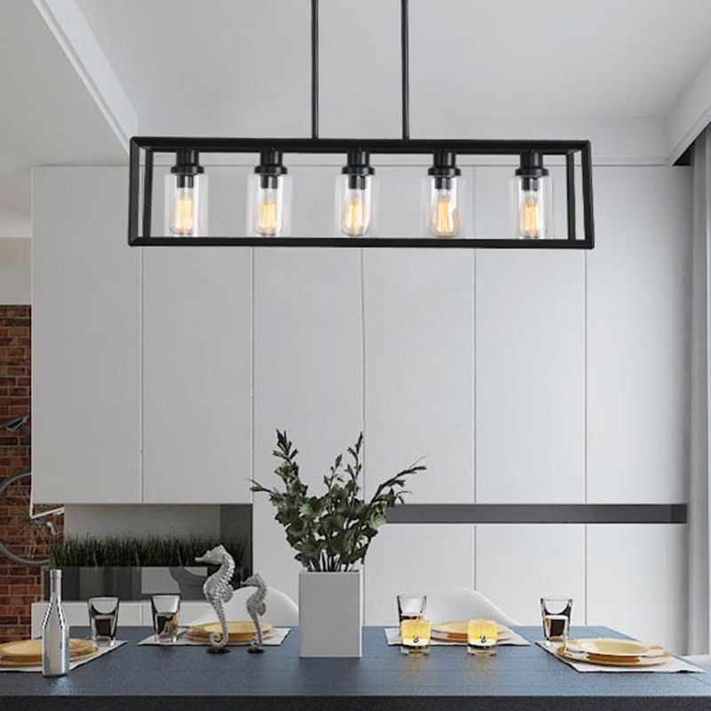 Rectangle Island Chandelier Lights Industrial Style Metal Chandelier Lighting Fixtures for Kitchen
