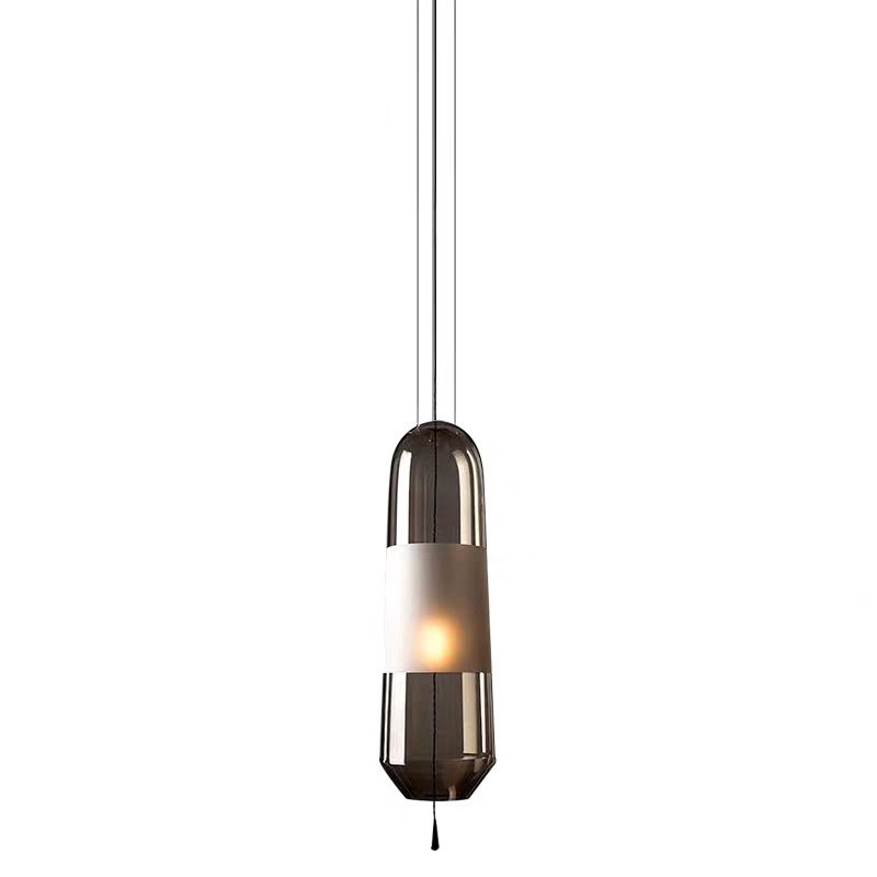 1 Light Pendant Lighting Fixtures Modern Cylindrical Glass Hanging Lights for Bedroom