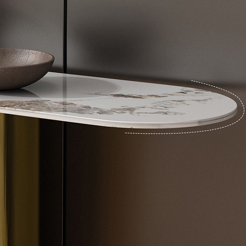 Glam Oval Console Accent Table with Stainless Steel Bracket for Hall