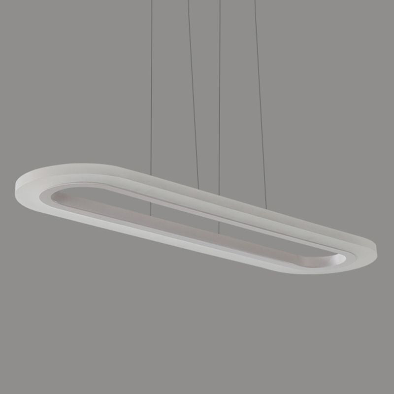 Oblong Office Island Ceiling Light Acrylic Simple Style LED Pendulum Light in Silver
