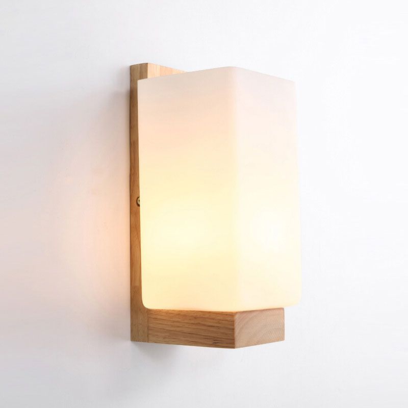 Moderner Minimalismus Haushalt Holzwall -Leuchten mit Glasschatten für Schlafzimmer Kinderzimmer