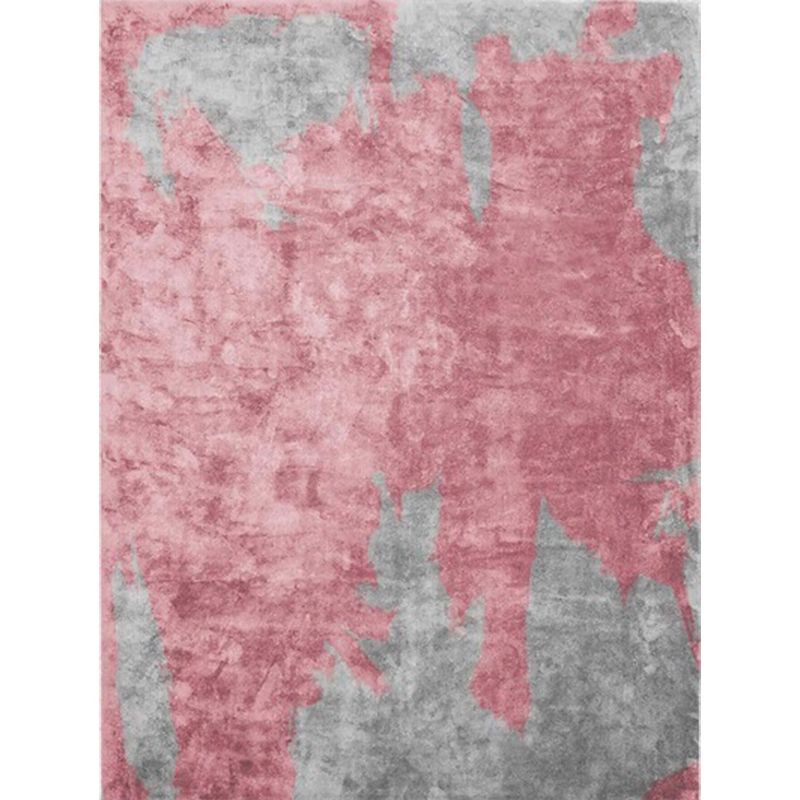 Contemporary Modern Rug in Pink and Grey Abstract Painting Pattern Rug Polyester Washable Carpet for Home Decoration