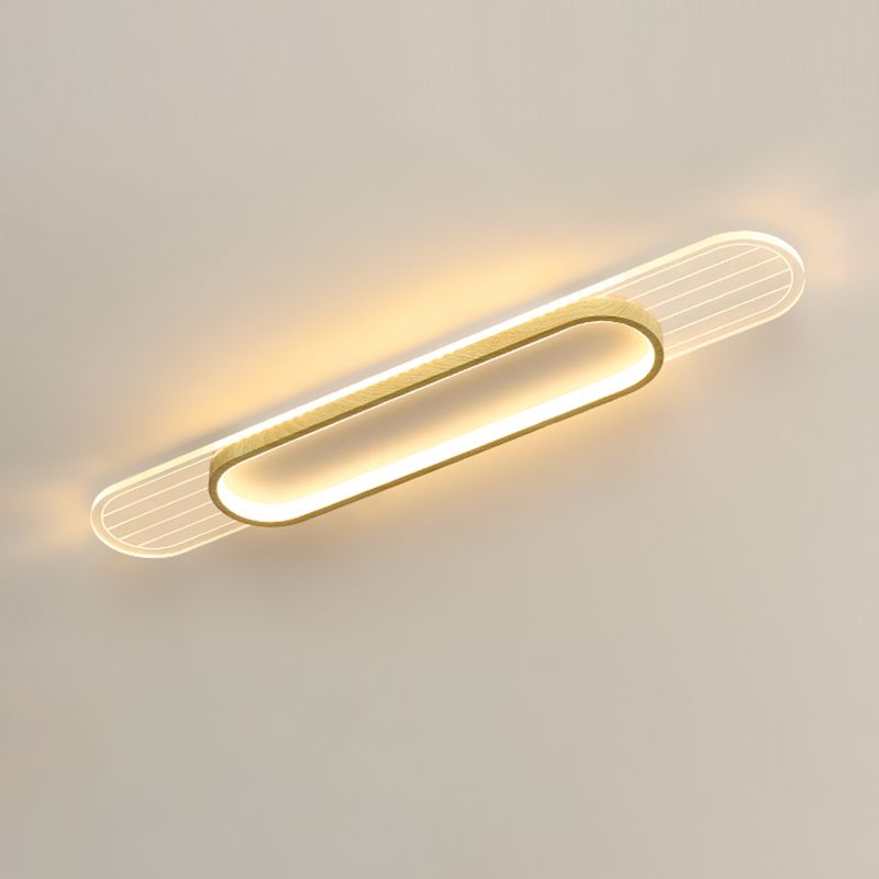 Modern Metal Flush Mount Oval Shape Ceiling Light with Acrylic Shade for Passage