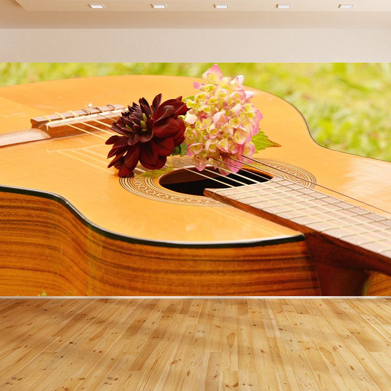 Hobby Guitar Mural Wallpaper Contemporary Mildew Resistant Wall Covering for Home Decor