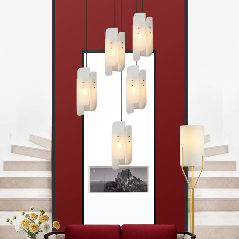 Petit pendentif suspendu en marbre Minimaliste de suspension blanche à 1 lumière Lumière pour chambre à coucher