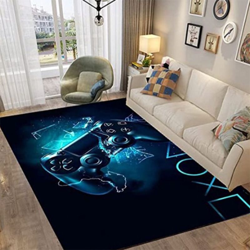 Blue Modern Carpet Polyester Graphic Carpet Non-Slip Backing Carpet for Living Room