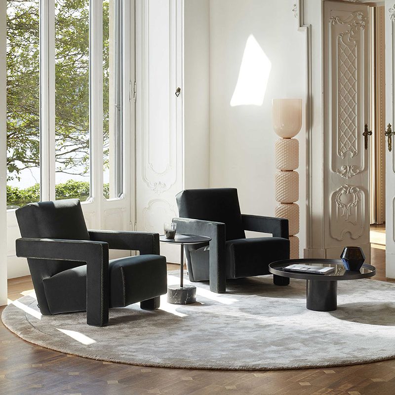 25.2"L x 33.4"W x 27.6"H Contemporary Square Arms Tight Back Chair for Living Room