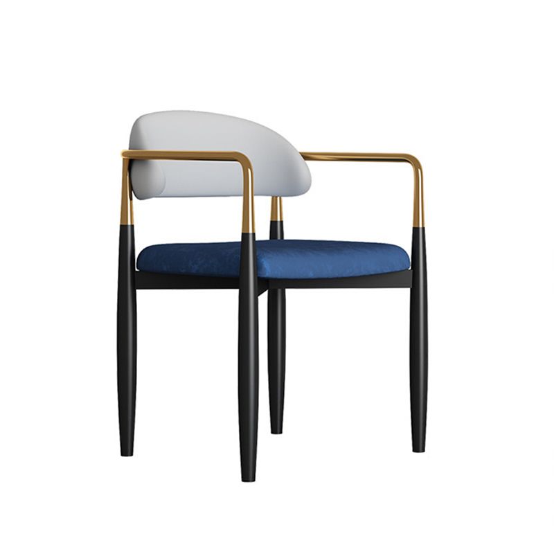 Modern Kitchen Dining Side Chair Metal Open Back Dining Arm Chair