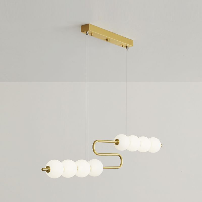 Modern Style Spherical Shape Island Lights Glass 8 Light Island Lighting in Gold