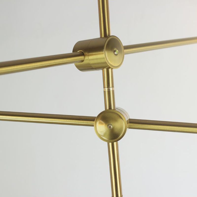 Rotating Linear Metal Island Light Fixture Minimalist Titanium Gold Pendant Light with Ball Milk Glass Shade