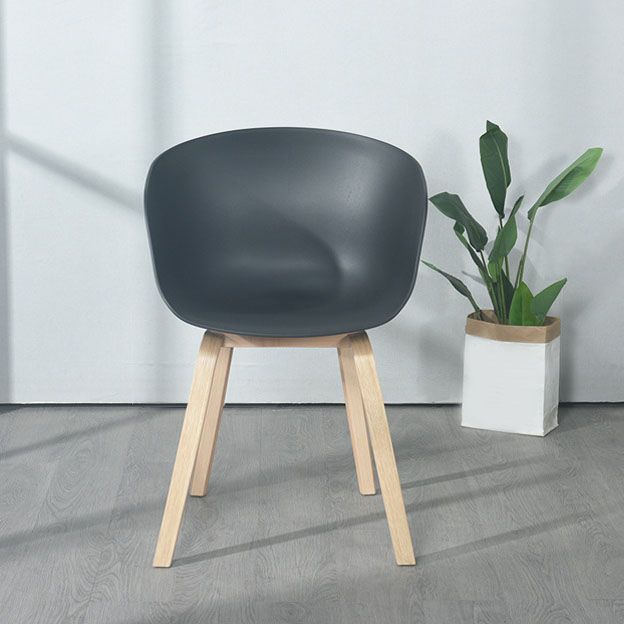 Scandinavian Beech Solid Back Arm Chair Plastic Matte Finish Dining Chair