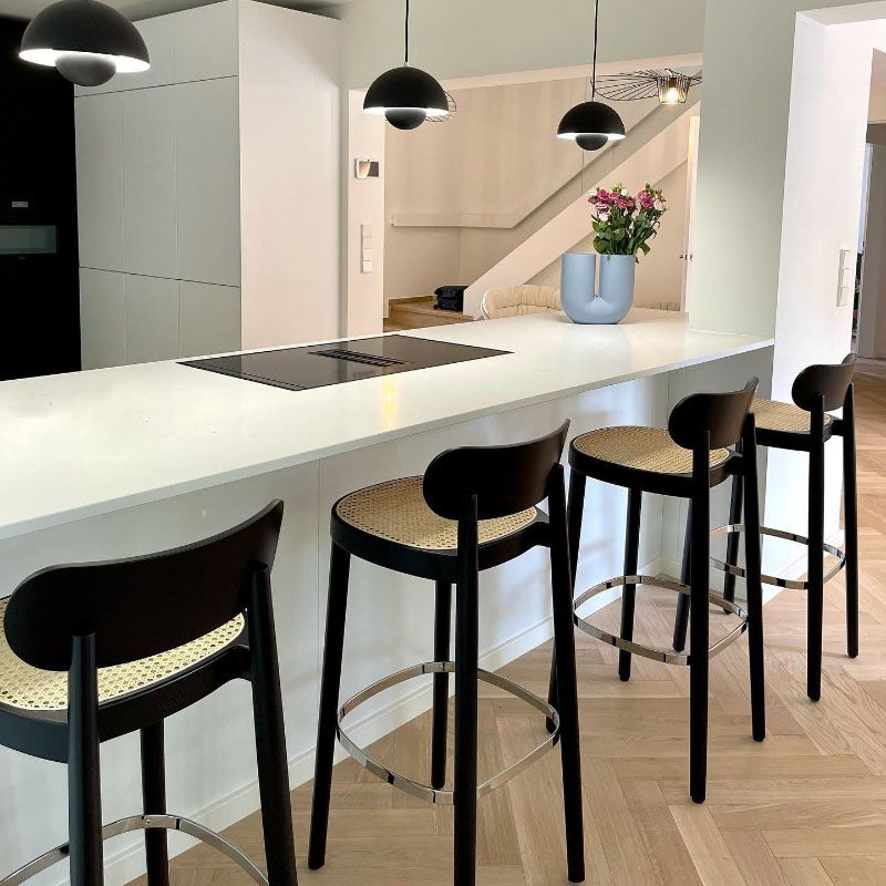 Contemporary Style Wood Counter Chair Footrest Counter Stool for Restaurant