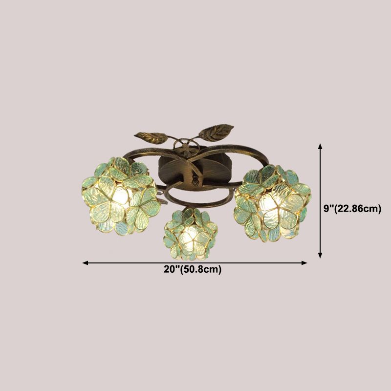 3-Light Ceiling Lamp Tiffany Style Glass Ceiling Lighting for Living Room