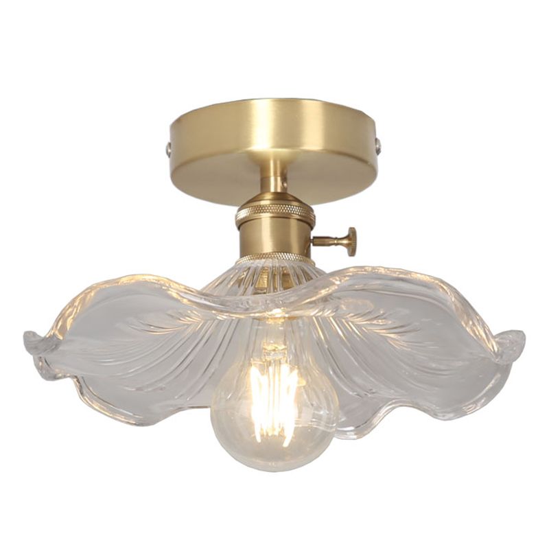 Plafonnier en forme de lotus, plafonnier en cuivre de style colonial pour couloir