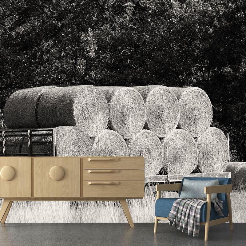 Customized Straw Bales Mural Environment Friendly Wallpaper for Living Room