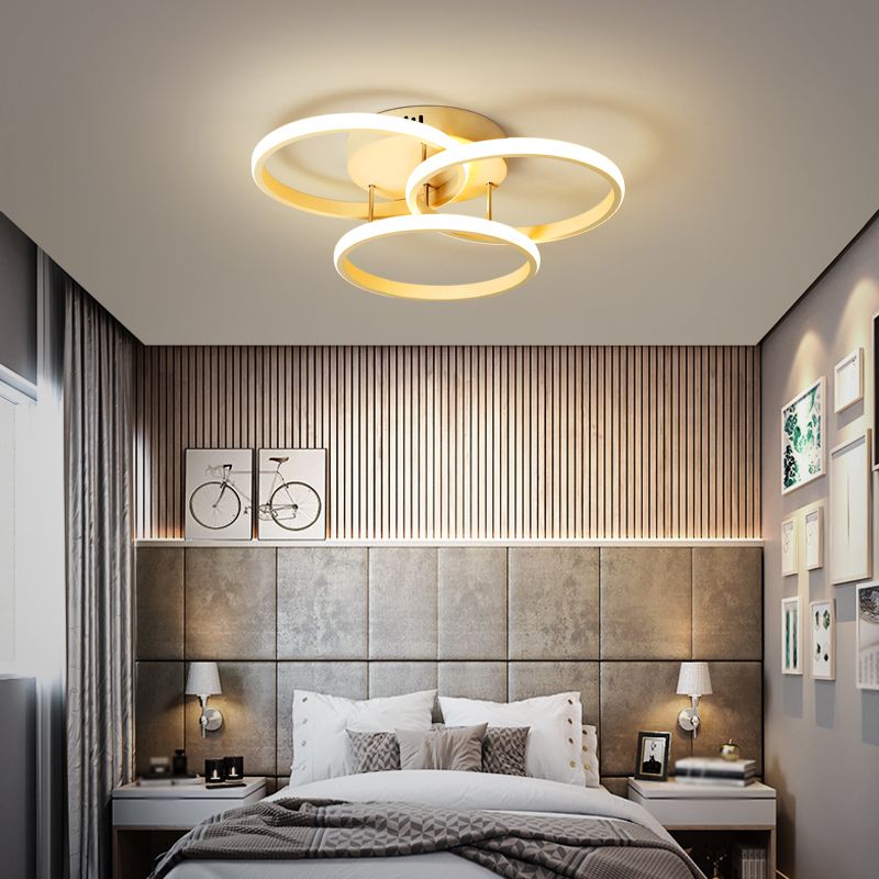 Metal Round Shade Flush Ceiling Light Modern 3-Lights Flush Mount Fixture