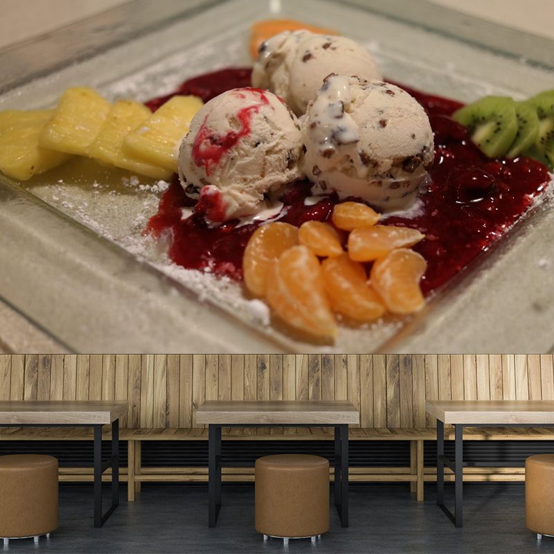 Ice Cream Mural Mildew Resistant Contemporary Wall Covering for Commercial Use