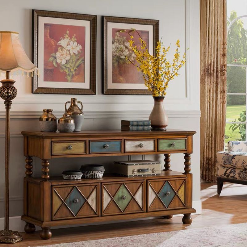Industrial Accent Chest with Drawers and 1 Shelf in Rubberwood