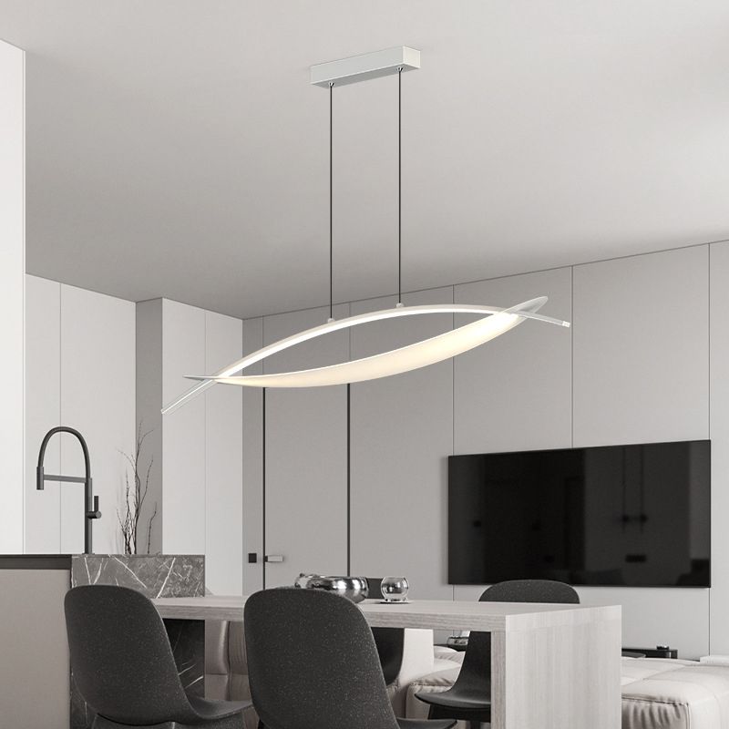 Simple Curved Hanging Island Light Metal LED Dining Room Island Ceiling Light