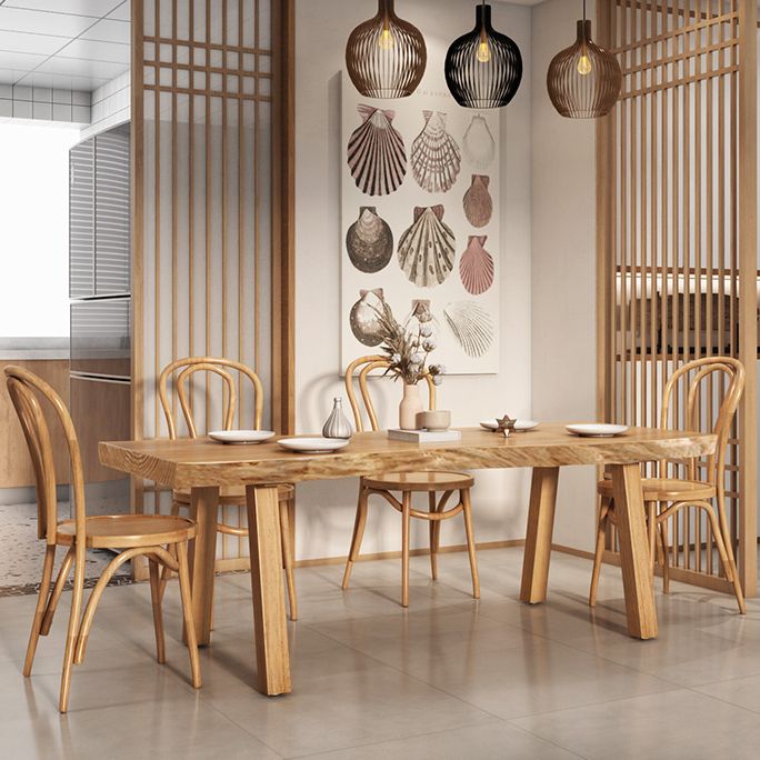 Modern Rectangle Dining Set 1/2/4/5/6 Pieces Solid Wood Legs Indoor Dinette Set