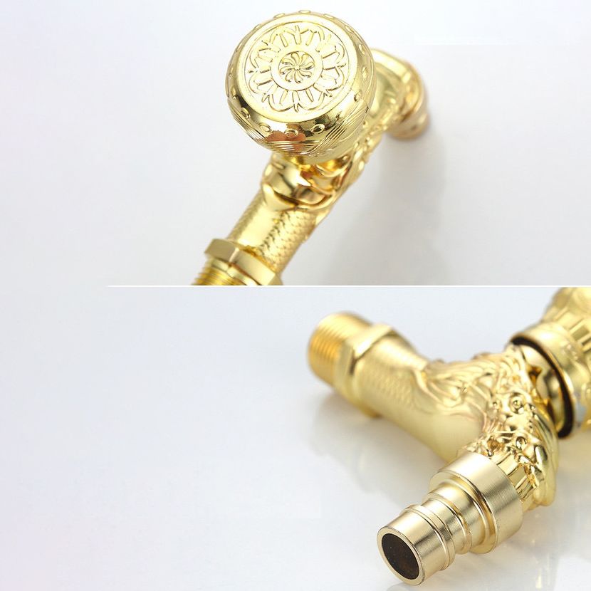 Vintage Classic Sink Faucet Zinc Single Handle Dragon Embossing Wall Mounted Faucet