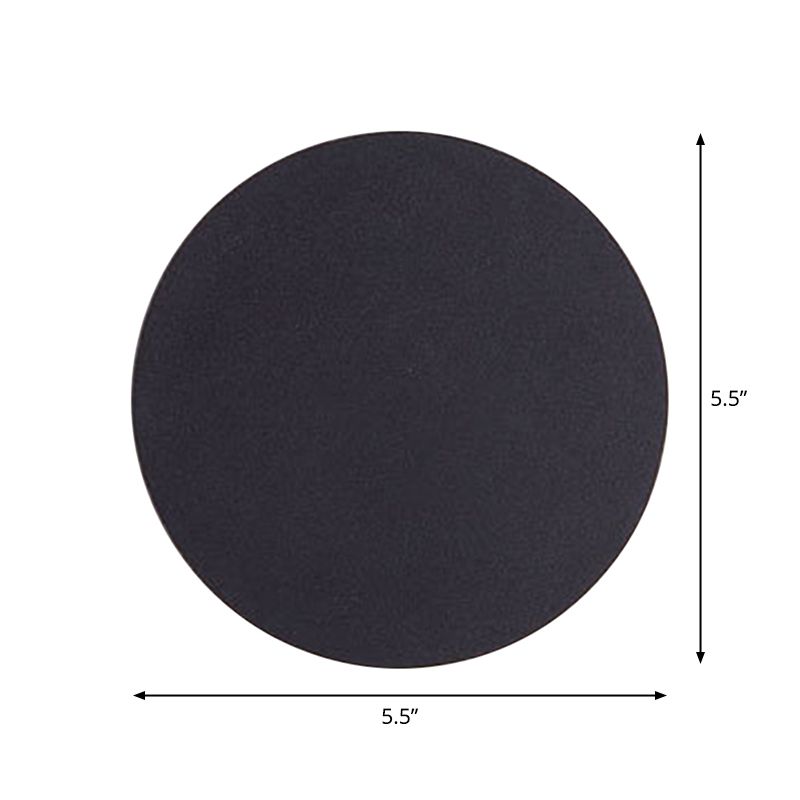 Round/Square Flush Mount Wall Lamp Minimalist Aluminum Hallway LED Sconce Light in Black