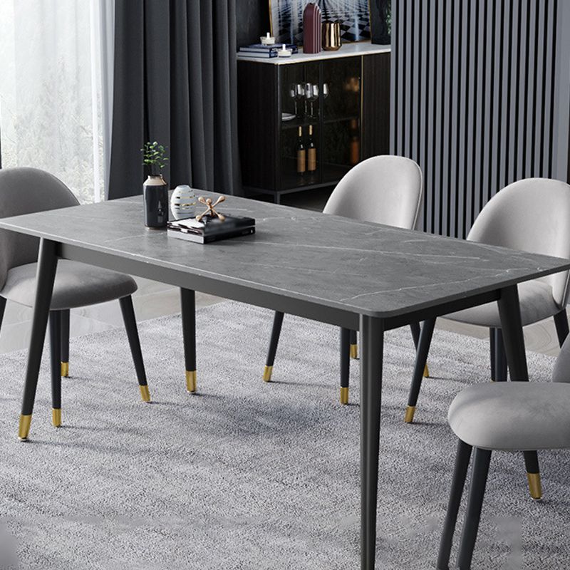 Stone Modern Rectangle Dining Table Matte Finish 4 Legs Table for Home