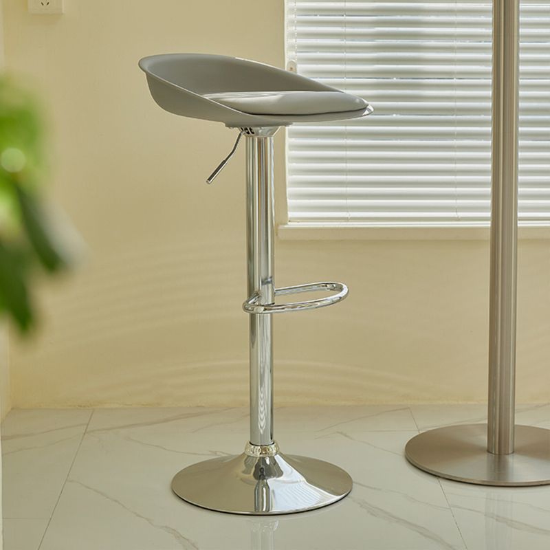 Plastic Adjustable Height Bar Stool Modern PU Upholstered Stool with Footrest