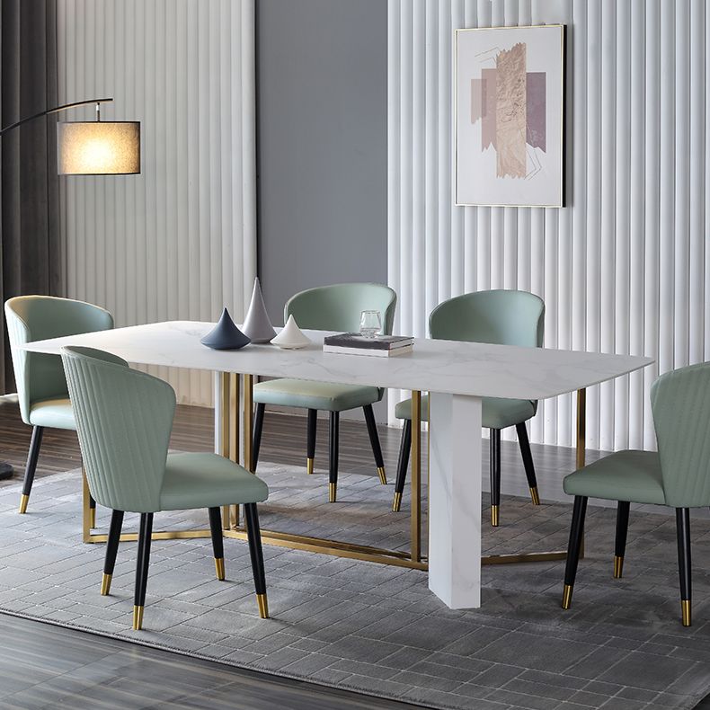 Traditional Luxury Dining Table White Rectangle Sintered Stone Dining Table for Home Use