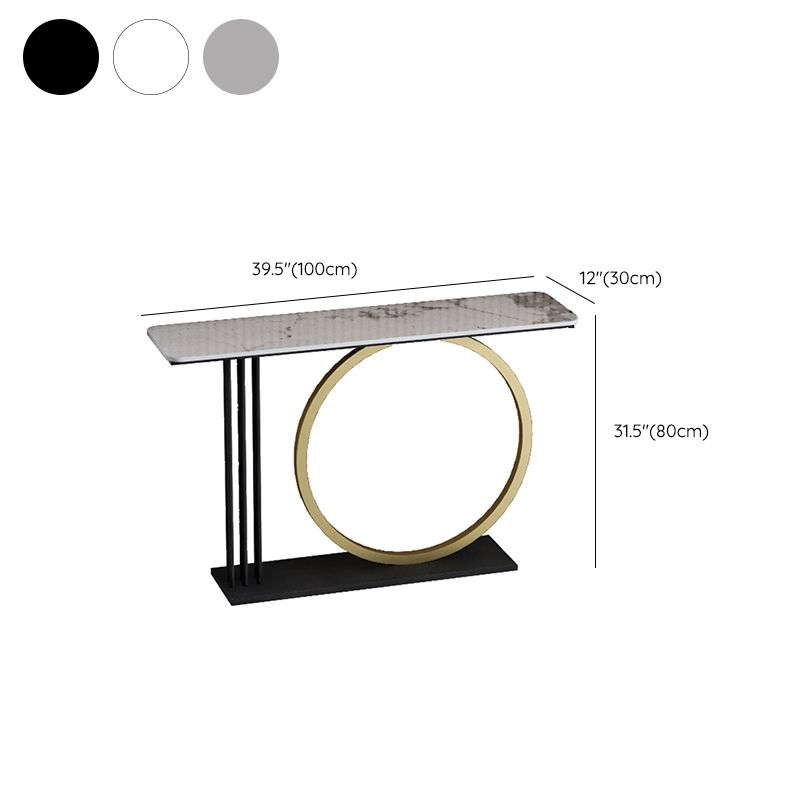 Glam Rectangle Console Sofa Table with Iron Bracket for Hall