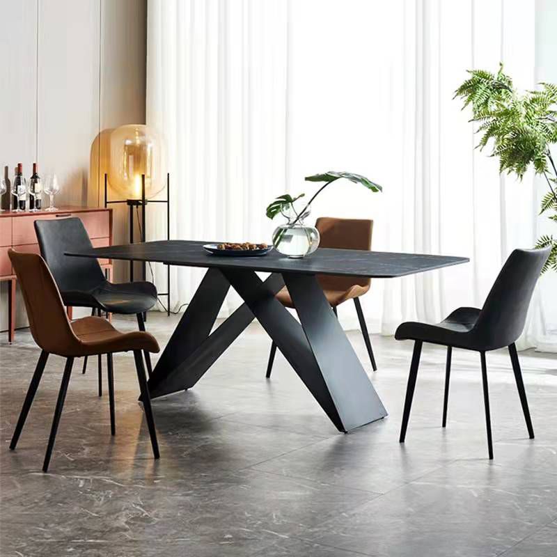 Contemporary Rectangle Dining Table Double Pedestal Furniture for Dining Room