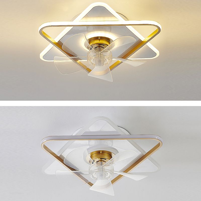 3-Lights Modern LED Fan Light Metal Geometric Flush Mount Light for Living Room