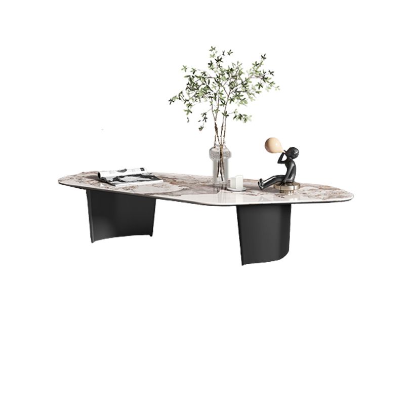 15"H Contemporary Coffee Table Single Stone Coffee Cocktail Table