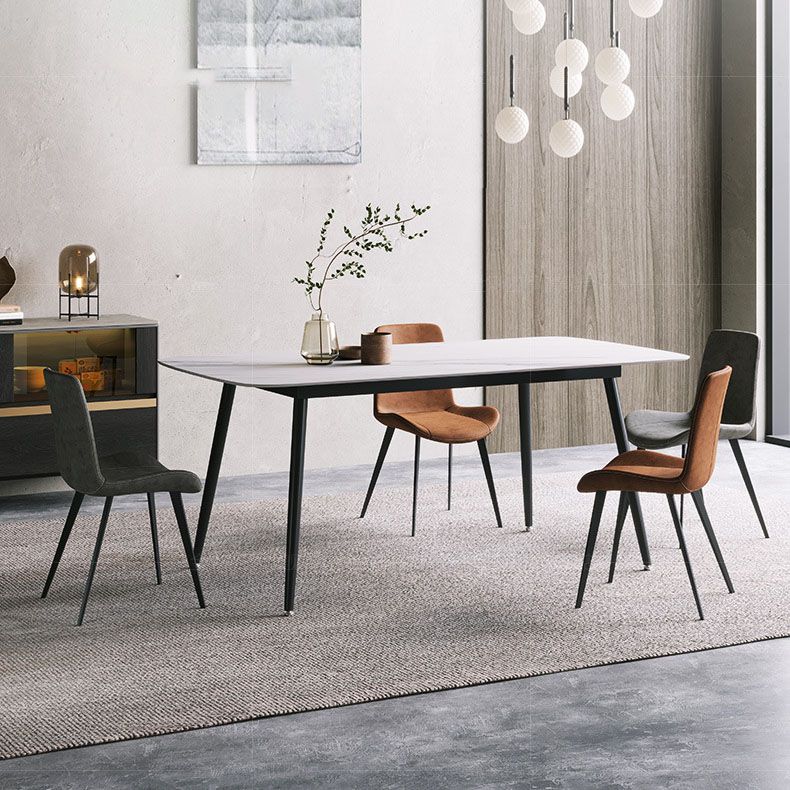 Black Metal Frame Industrial Rectangle Dining Table Sintered Stone Table for Dining Room
