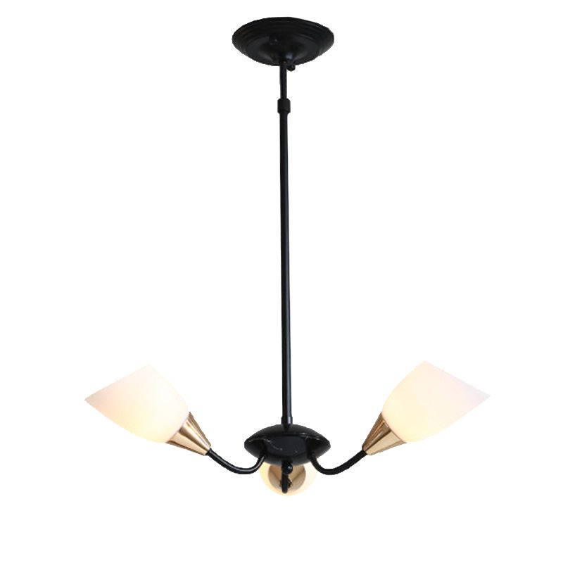 Black 3/6/8 Lights Pendant Chandelier Classic Frosted Glass Oval Shade Hanging Light with Sputnik Design