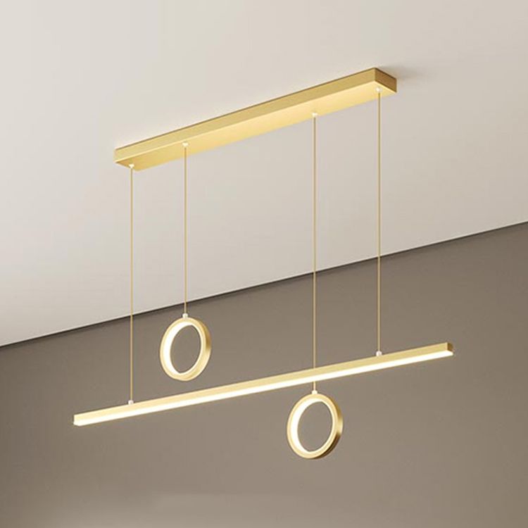Modern Metal Island Light Geometric Gold LED Island Pendant for Dining Room