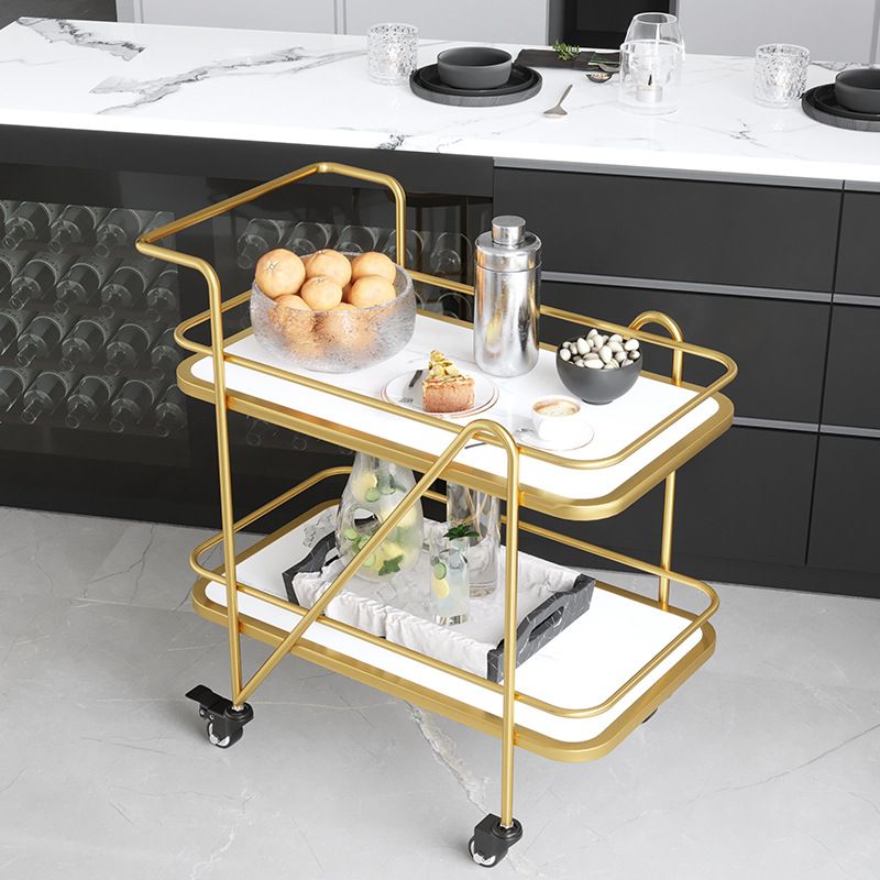 Rolling Modern Prep Table Metal Prep Table with Storage for Dining Room