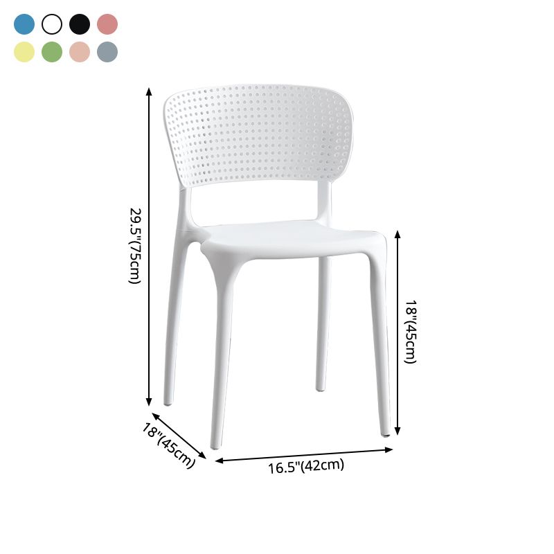 Chaises d'appoint de salle à manger empilables en plastique Chaises de salle à manger sans accoudoirs à dossier ouvert (Ensemble de 4)