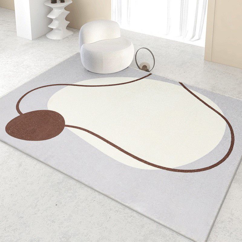 Beige Modern Rug Irregular Line Rug Washable Rug for Home Decor