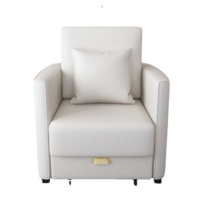 Metal Frame Futon Chairs Faux leather Square Arms Sofa Bed with Upholstered, 31.49" Wide