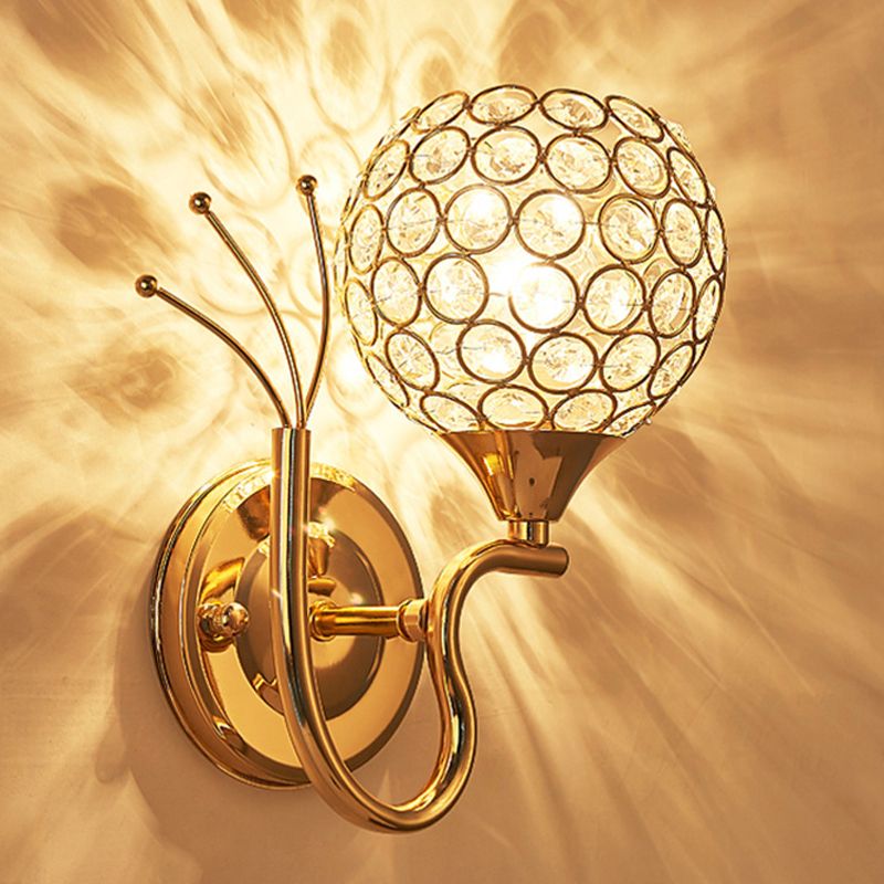 Stile moderno in stile oro sconce in stile nordico cristallo metallo globo luci per letto