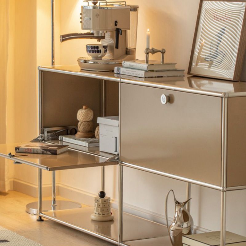 Modern 15.7"W Dining Server Engineered Wood Side Board Locking Cabinets