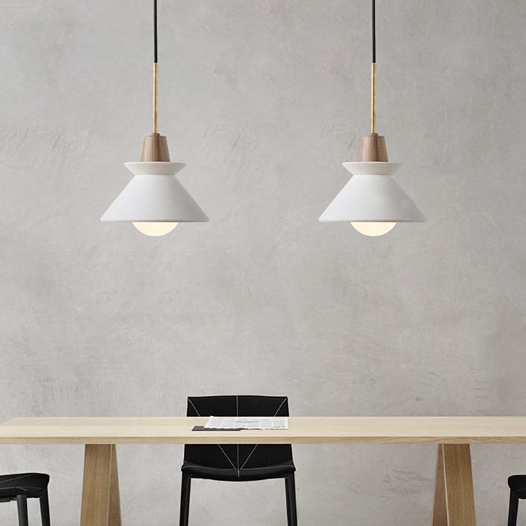 Luz de colgante cónica blanca de lámpara minimalista de cemento colgante de techo de techo