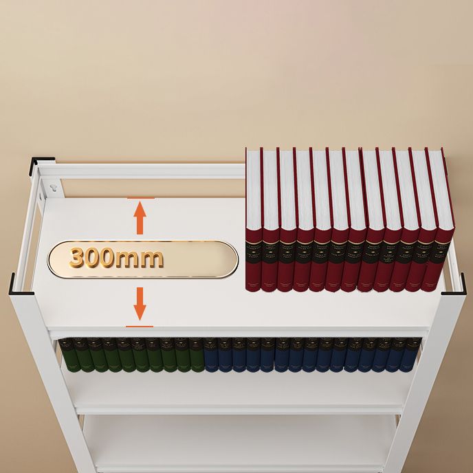 Metal Standard Bookshelf Modern Rectangle Bookcase with Casters